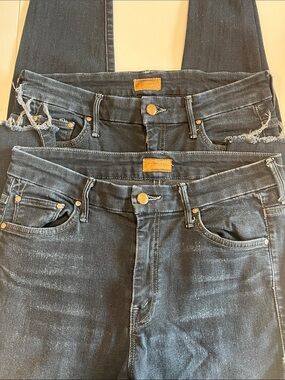 Mother - 28/29 bundle of 2, Dark Wash High-Rise Denim, raw hem